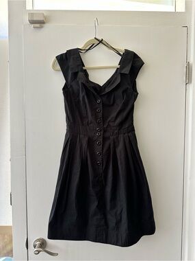Nanette Lepore Black Button-Front Midi Dress w/ Open Back